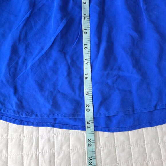 Theory Womens Silk Peplum Blouse Medium, Blue Long Sleeve With Back Buttons - Picture 7 of 8